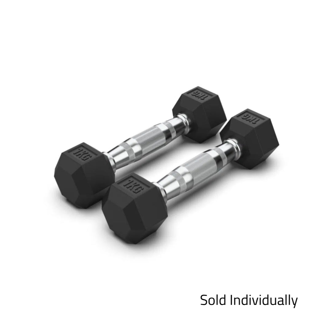 1kg Rubber Hex Dumbbell