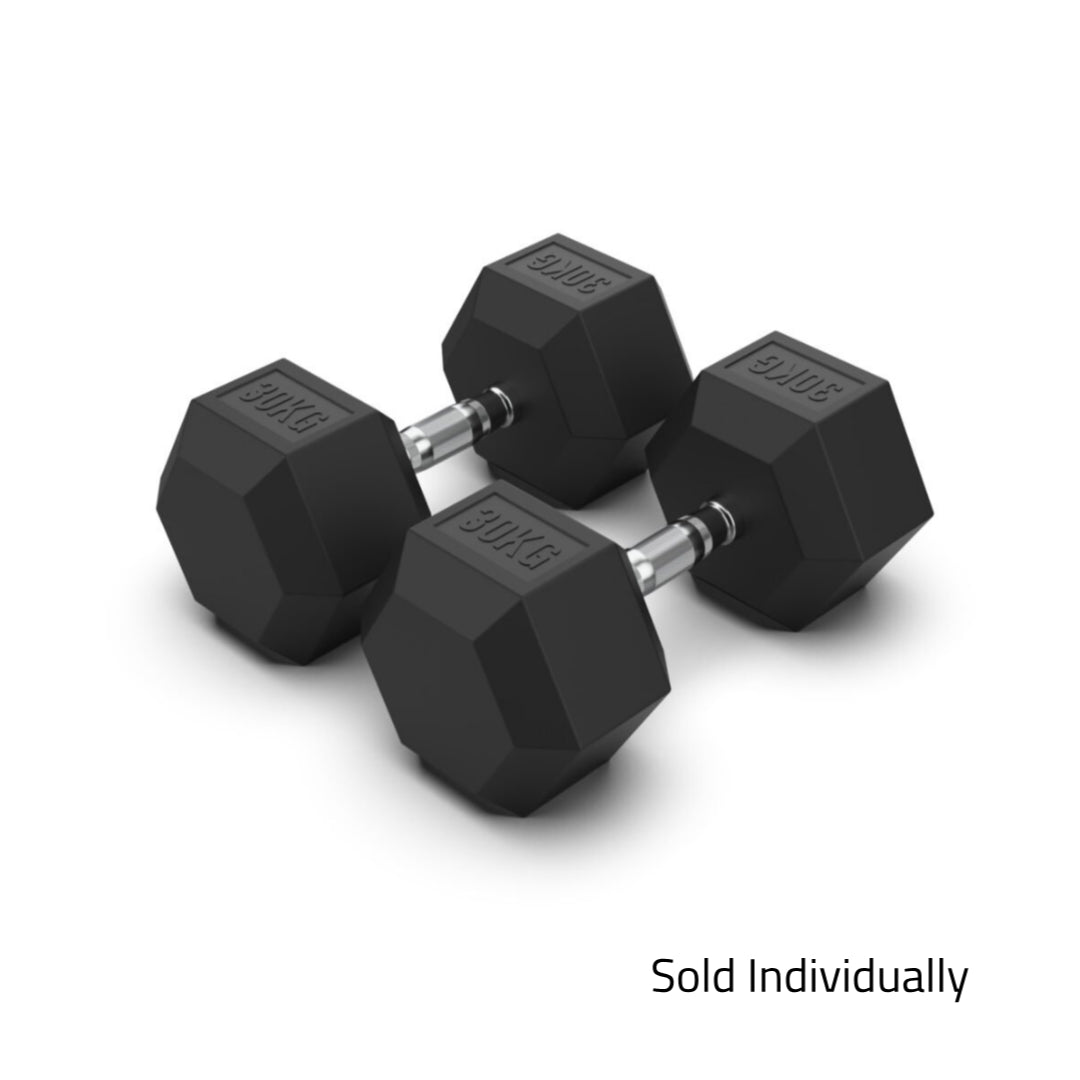30kg Rubber Hex Dumbbell