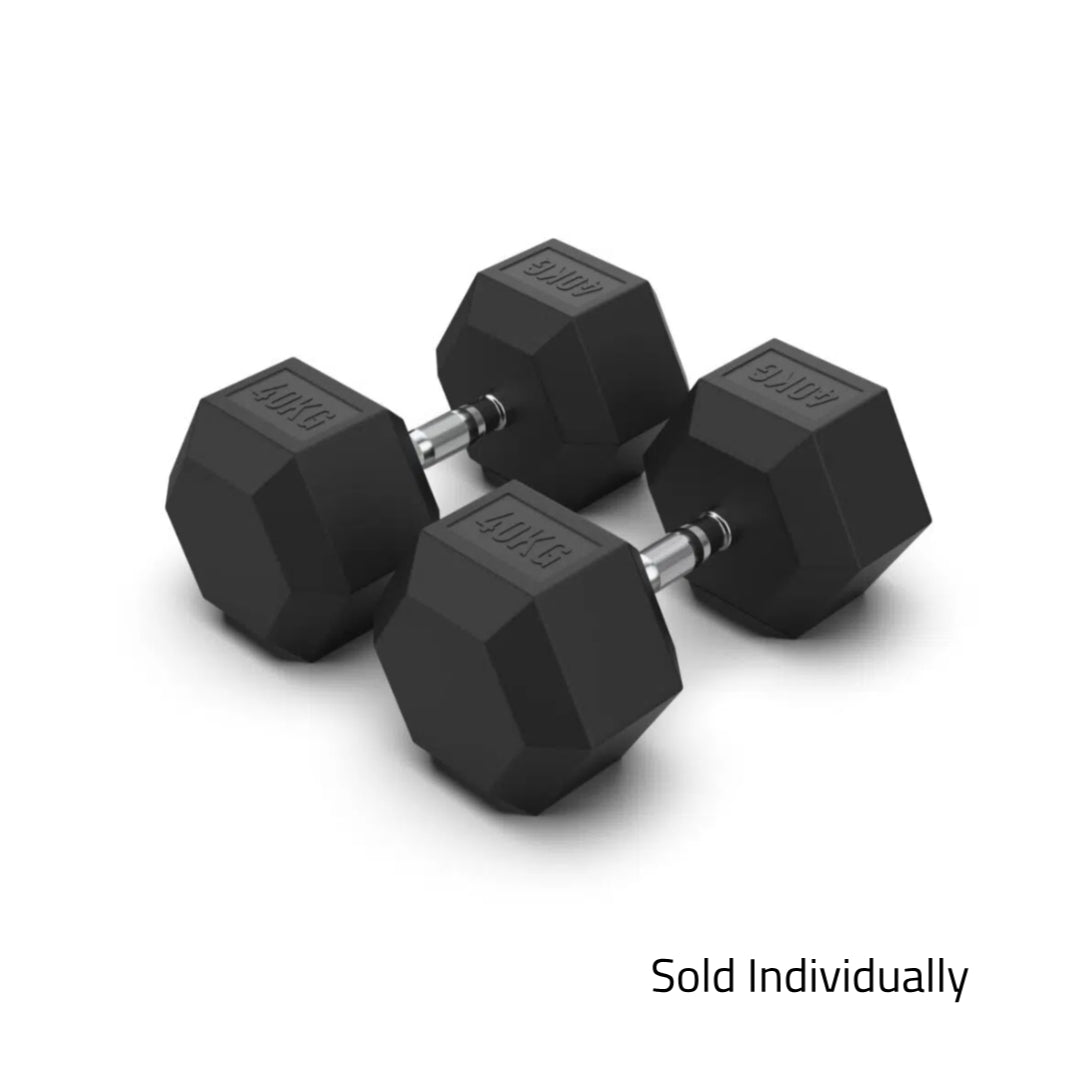 40kg Rubber Hex Dumbbell