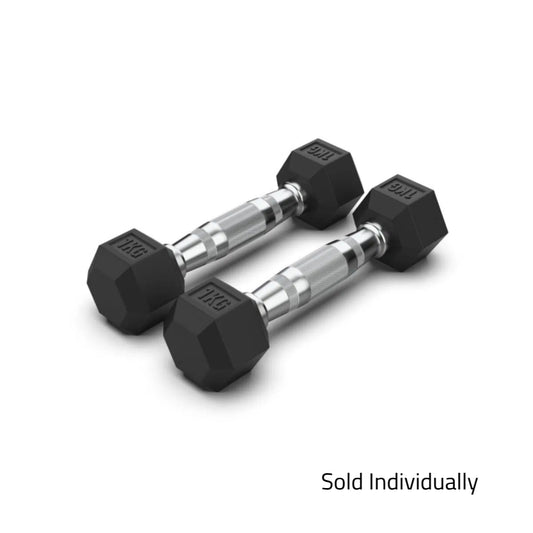 1kg Rubber Hex Dumbbell