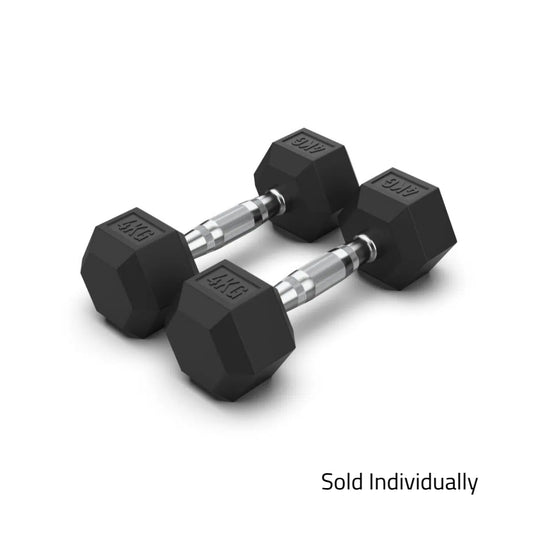 4kg Rubber Hex Dumbbell
