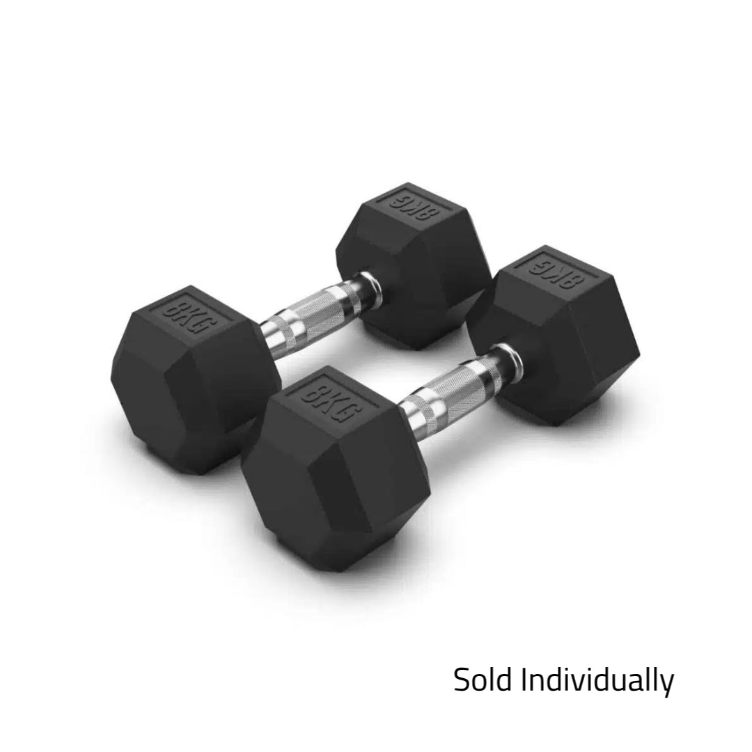8kg Rubber Hex Dumbbell