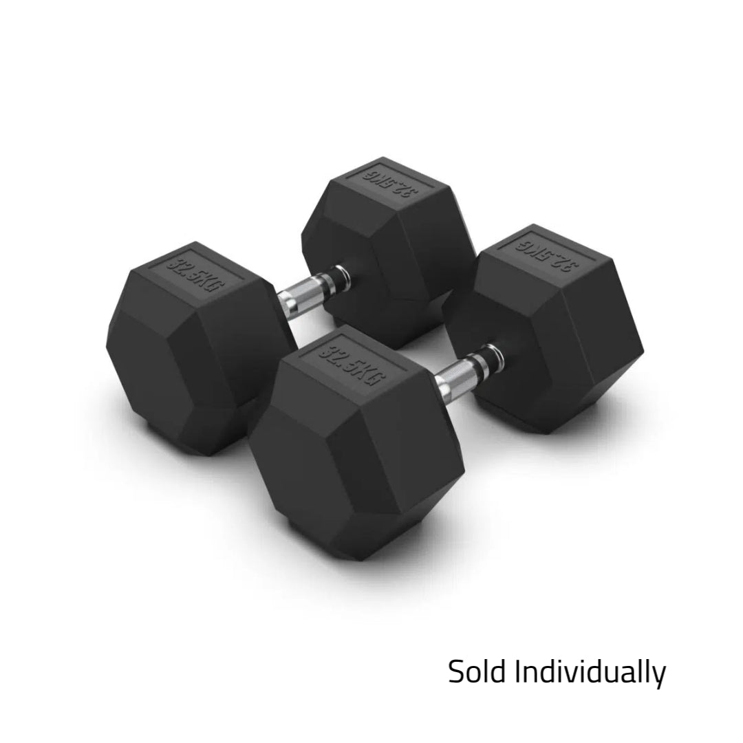32.5kg Rubber Hex Dumbbell
