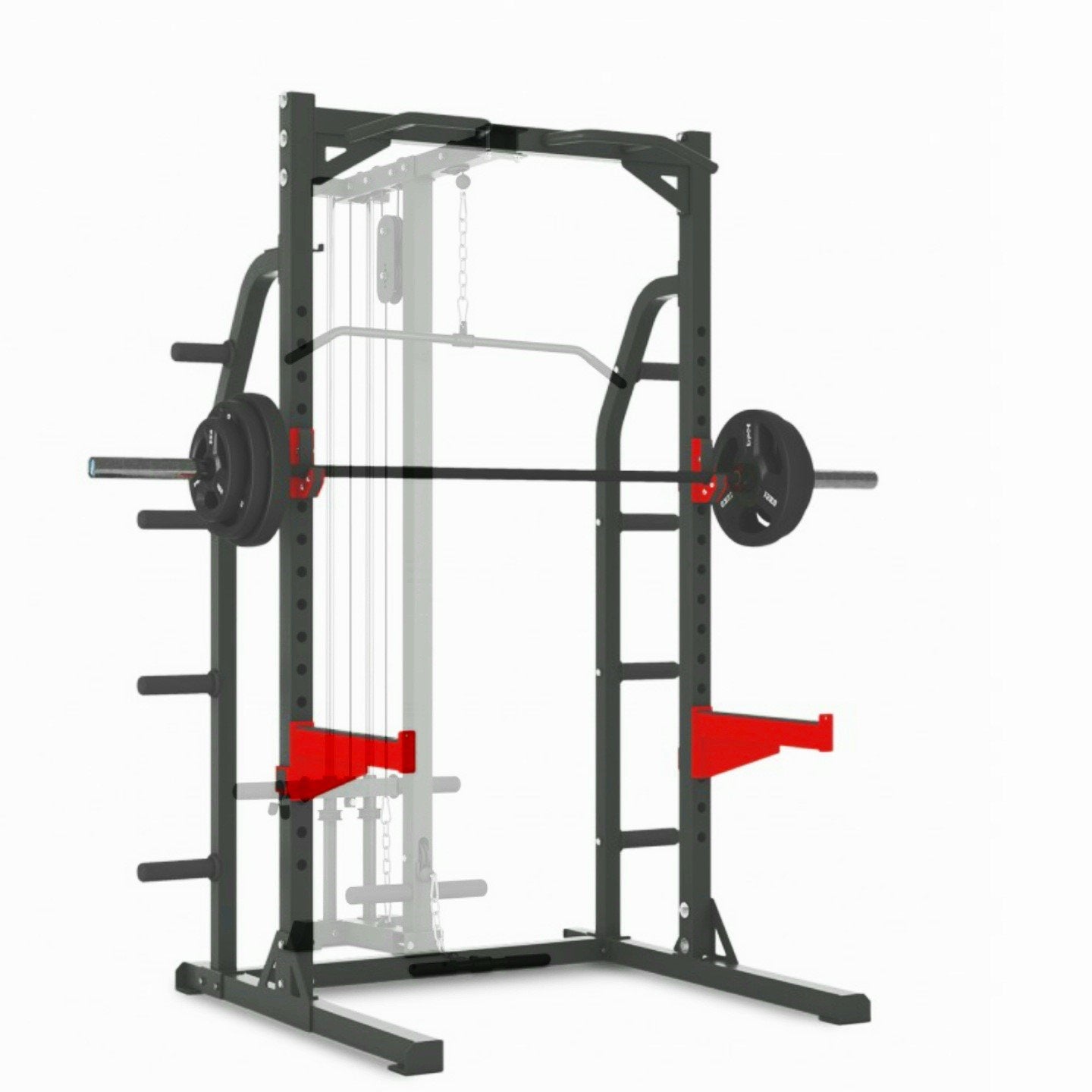 Pivot Heavy Duty Half Rack with Lat & Row Attachment - Gym Equipment Melbourne